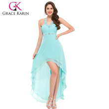 Grace Karin High-Low Powder Blue V-Ausschnitt Chiffon Halter Prom Kleider GK000012-2